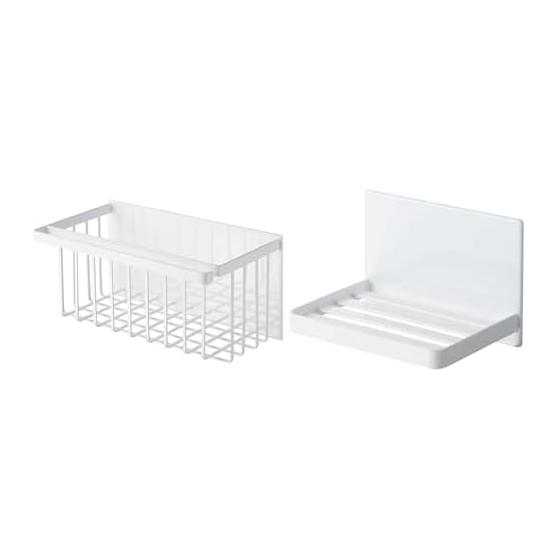 Yamazaki Jitsugyo Magnetic Bathroom Basket White Approx. W31XD17XH15cm Tower Bathroom Storage Rack 5542 + Yamazaki Jitsugyo Magnet