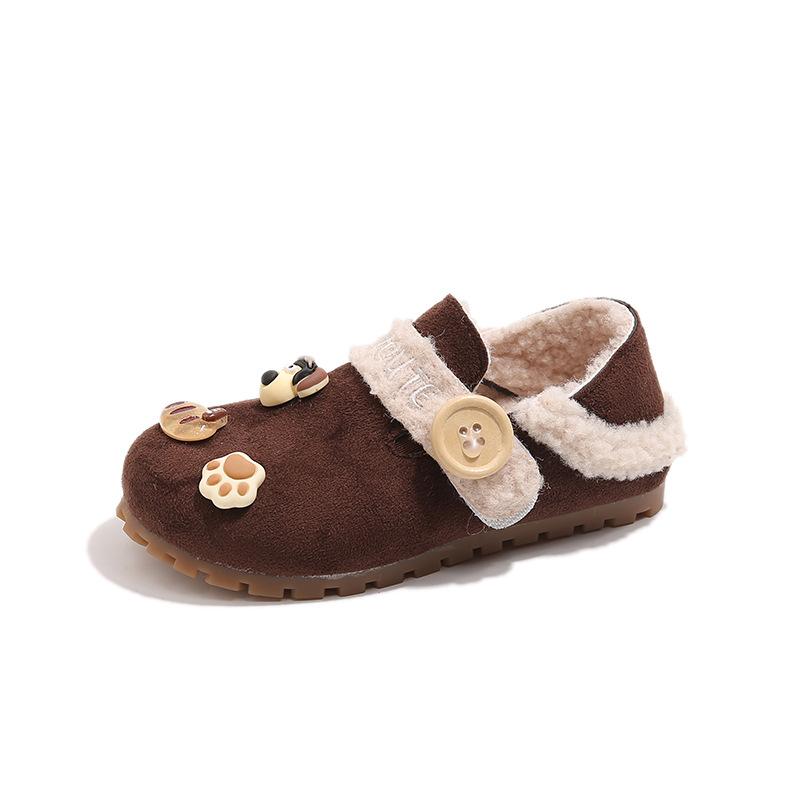 Girls' plush puppy doll Birkenstock cotton shoes, new winter style, plush-lined boys' warm shoes