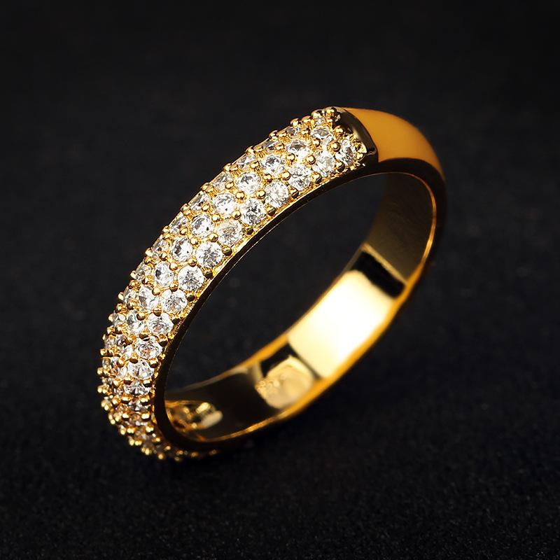 

Простое позолоченное кольцо в европейском и американском стиле с капающим маслом и циркониевой эмалью No. 8