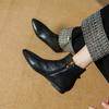 Fashion 2024 New Autumn Women Boots Fashion Chunky Heels Pointed Toe Short Boots Ankle Boots Retro Genuine Leather Ladies Shoes