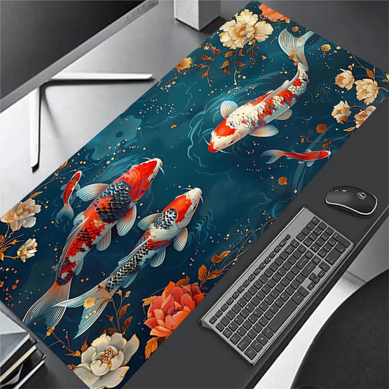 1pc Koi Fish Pond Flowers Artwork Computer Pad Mouse Pads for Desk,Gamers and Office Use 020268