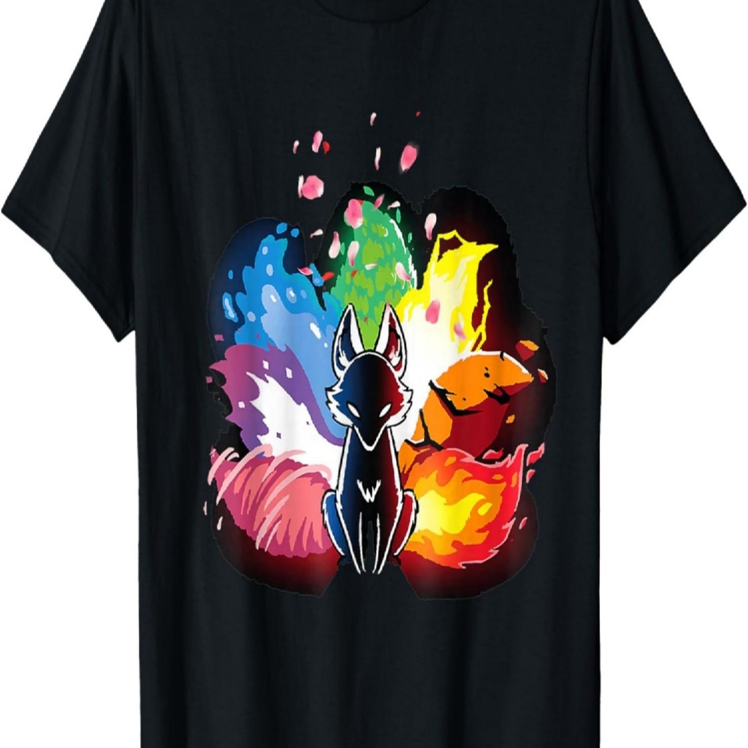 

Fox Kitsune Seven Elements Cherry Flower Blossom T-Shirt S чёрный
