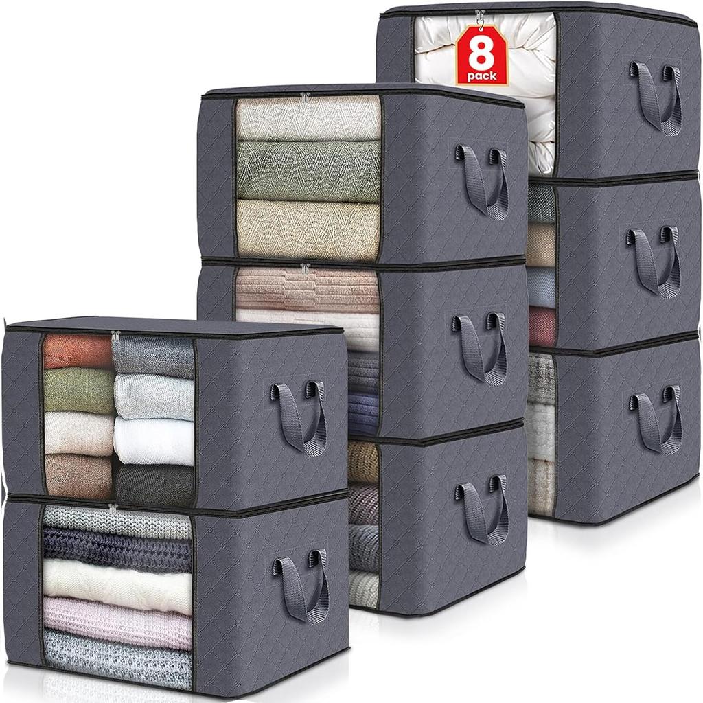 Fab Totes Storage Bags,Clothes Blanket Storage Bins Foldable Closet Organizers with Reinforced Handle for Home Dorm Storage and Organization