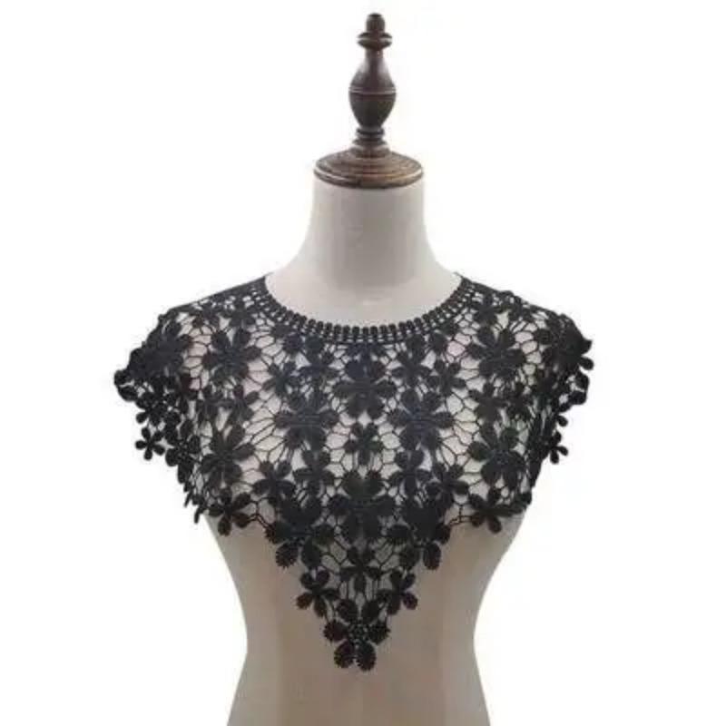 New Hand Crochet Product Fake Neckline Collar Hollow Tulle Lace Fabric Shawl Vest Shoulder Female Decorative Lace Fabric