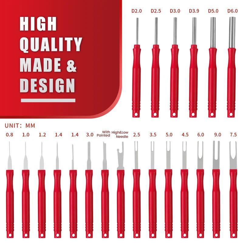 21Pcs Car Terminal Removal Tool Kit Auto Electrical Connector Pin Extractor Wire Crimp Removal Tool For Wiring Harness Repair