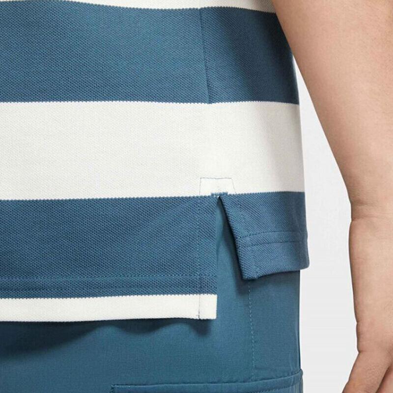 Nike Round Neck Striped Casual Short Sleeve Polo Shirt Men Tops Blue DJ0330-058
