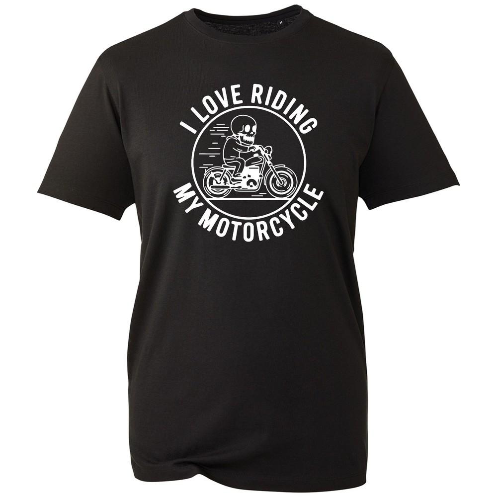 I Love Riding My Motorcycle T Shirt Unisex Biker Skeleton Motorbike Graphic Tee