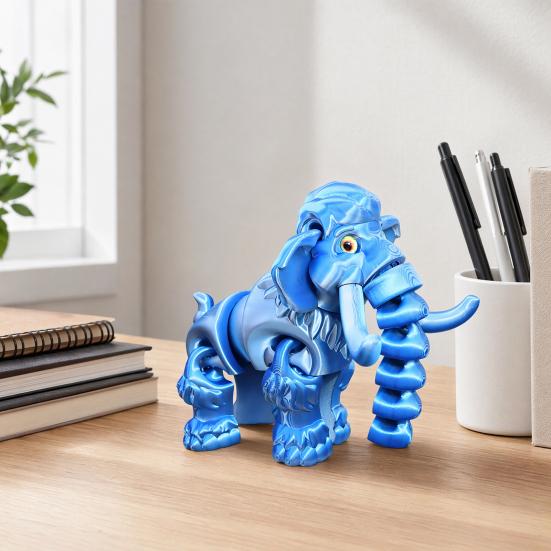 3D-gedruckte Mammutfigur, Elefanten-Ornament mit beweglichen Gelenken, Tier-Fidget-Spielzeug zur Stressbewältigung für Kinder, Dekoration für Zuhause und Büro