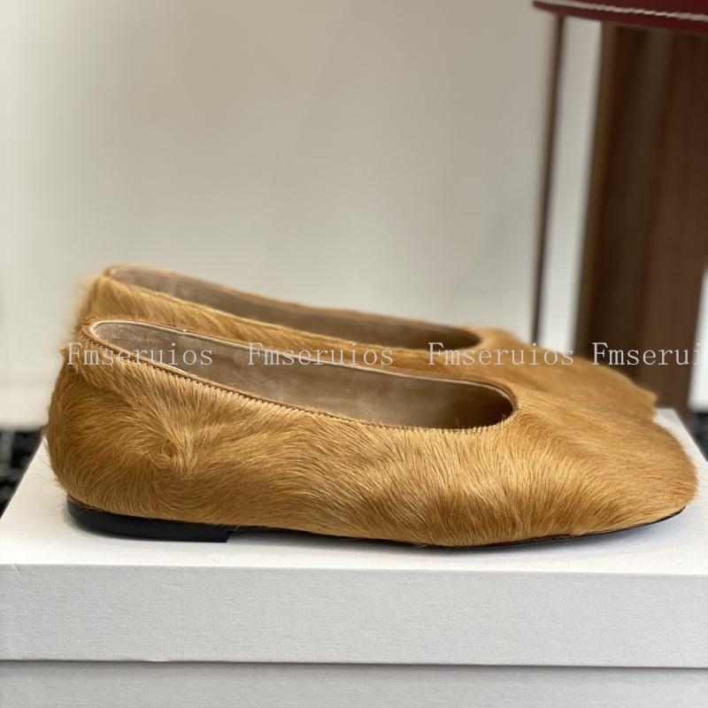 

Ballet Flats Women Comfort Square Toe Slip on High Quality Soft Horse Hair Elegant Concise Design Casual Solid Dress Ladies Shoe 40