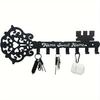 1PC Metal Key Holder, Black Wall Mounted Hook, Ornamental Hanger for Home Decor, Entryway Storage