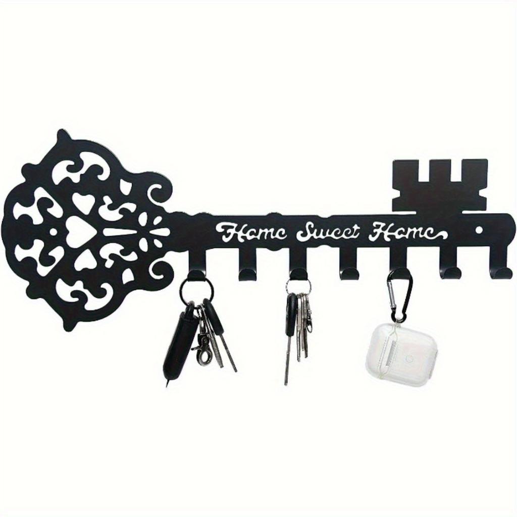 1PC Metal Key Holder, Black Wall Mounted Hook, Ornamental Hanger for Home Decor, Entryway Storage