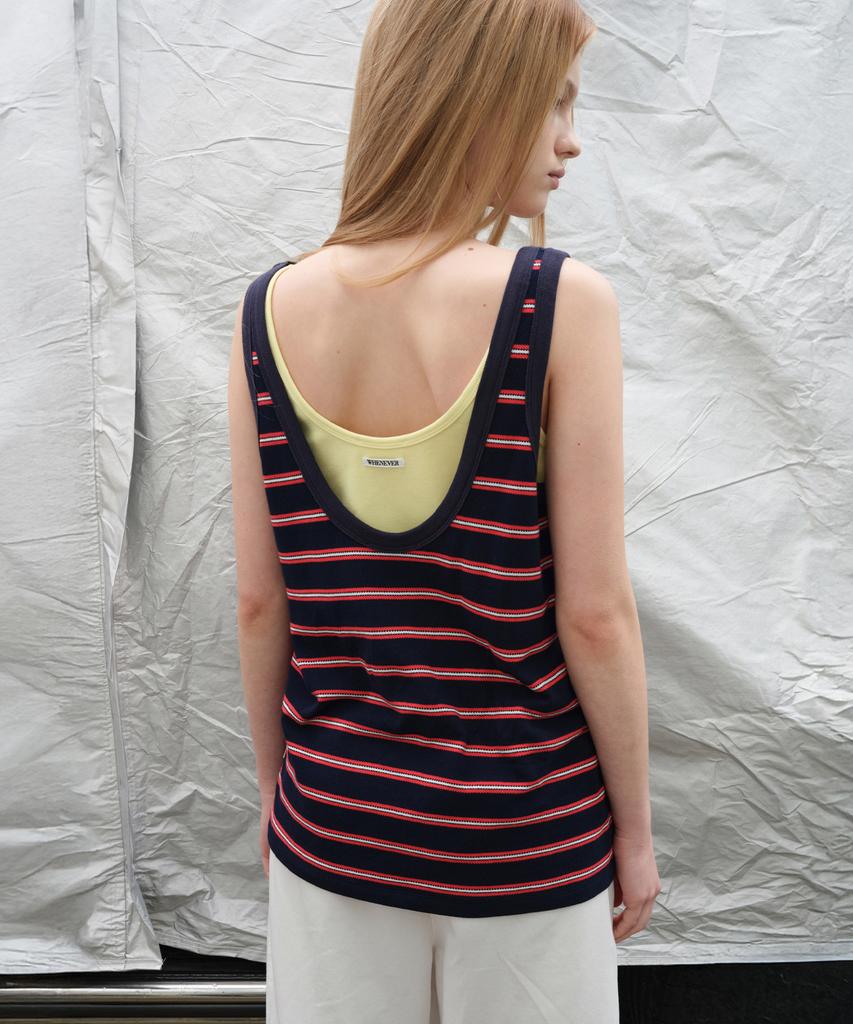 Leuba Low Back Stripe Pk Sleeveless Top - Navy Stripe