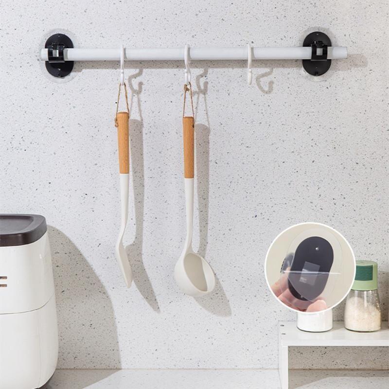 2pcs Self-adhesive Hooks Non Perforated Curtain Rod Clamp Hooks Shower Curtain Rod Hanger Brackets Household Fixed Clamp Hanger