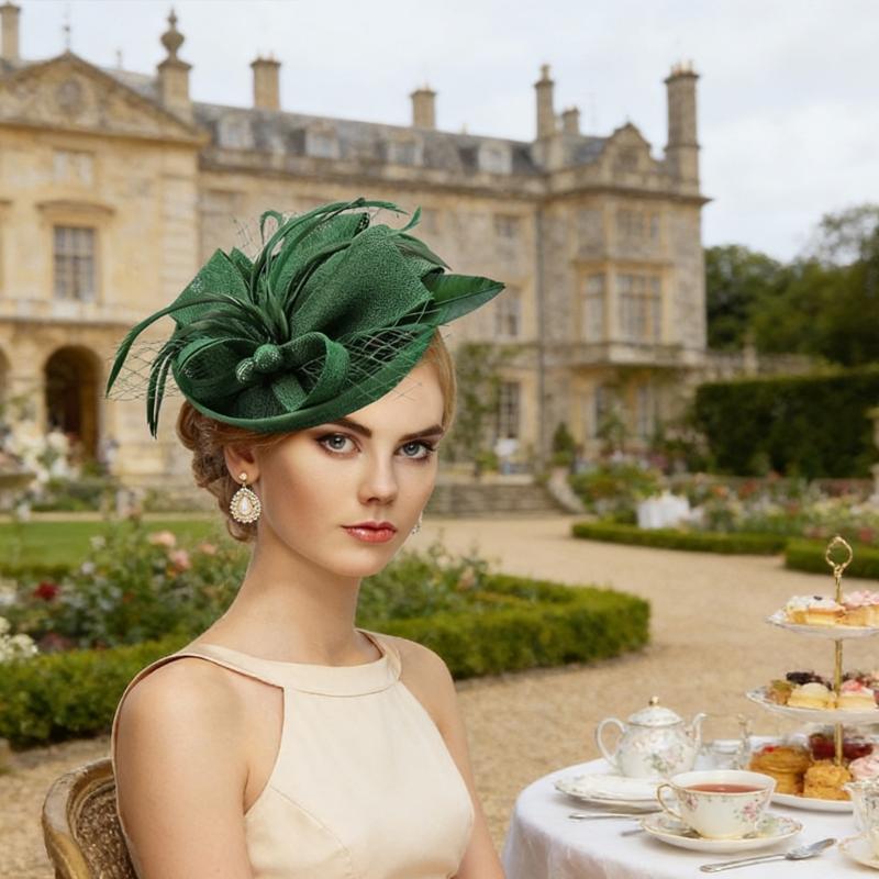 Elegant Feather Trimmed Raffia Hat For Women Lightweight Breathable For Races Weddings And Outdoor