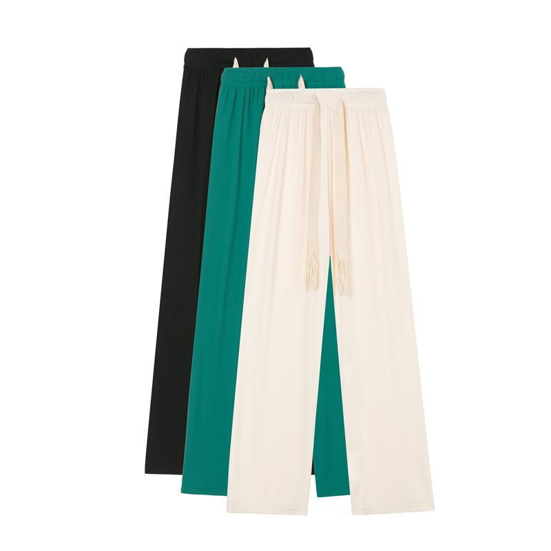 Ice silk sports wide-leg pants women's high waist drape spring and autumn new summer loose straight casual pants