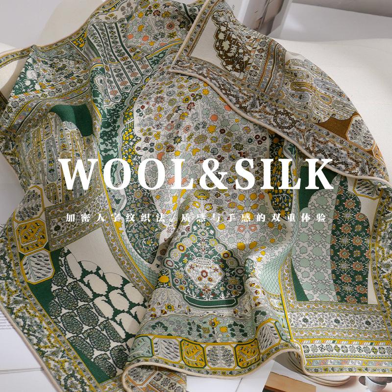 70% Wool 30% Real Silk Scarf Women Shawls Wraps Foulard High Quality Scarves Pashmina Female Hijab Bandana Bufanda Kerchief