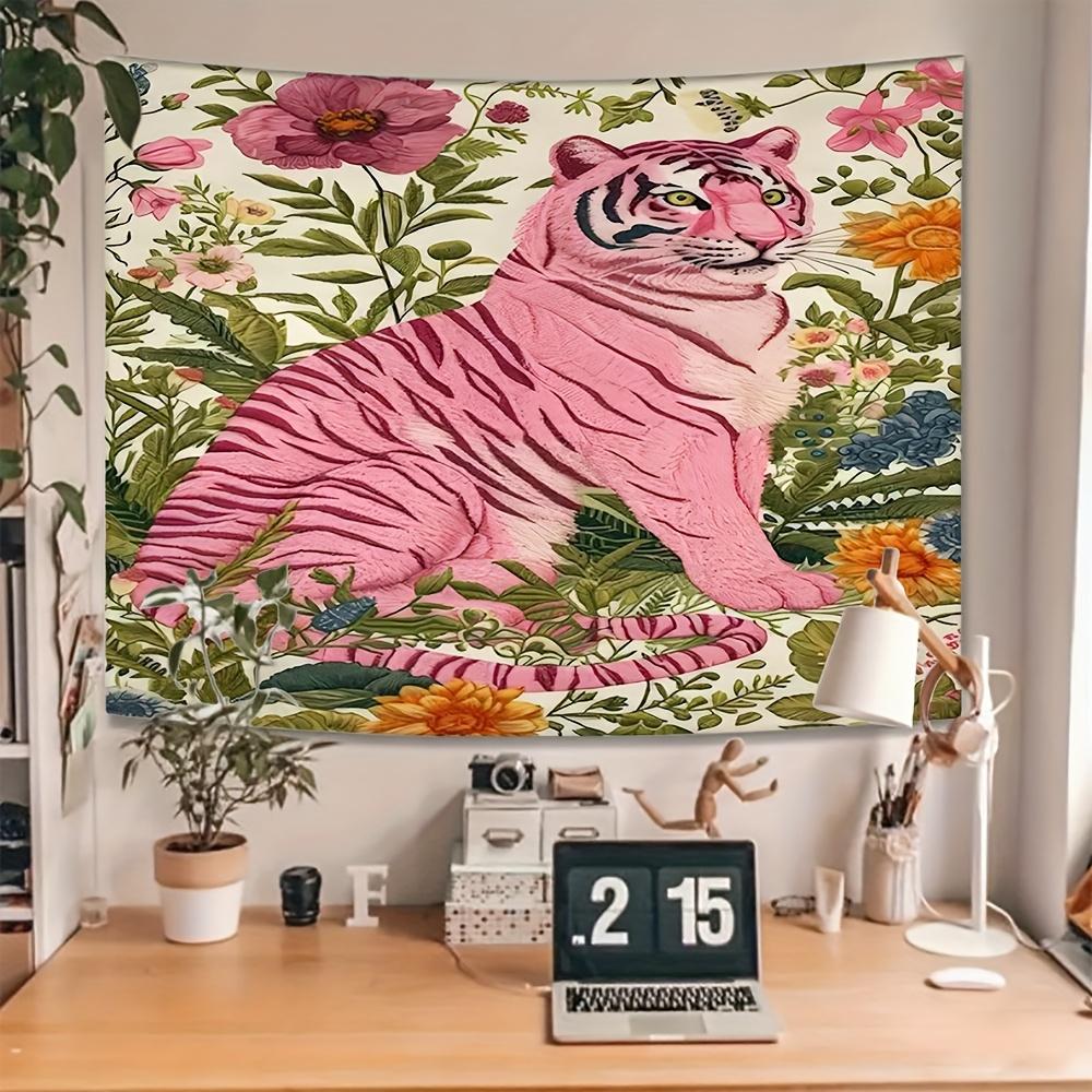 Pink tigerpatterned design Digital printing polyester wall tapestry suitable for use living rooms bedrooms offices bars party