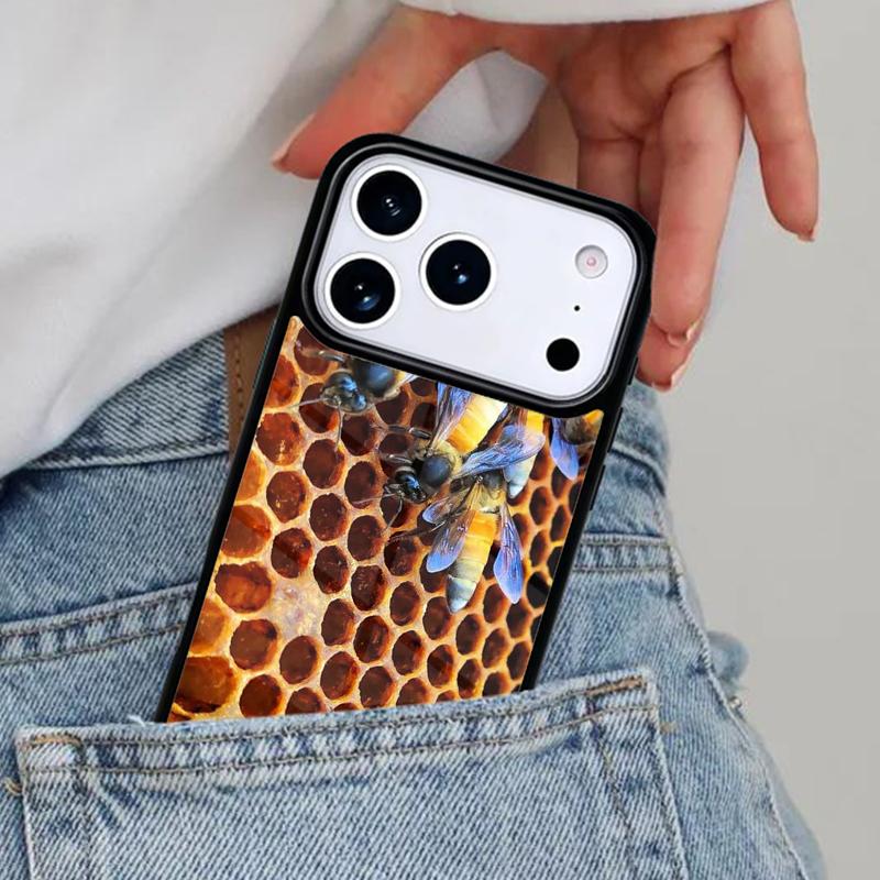Honeycomb Honey bee Phone Case for iPhone 16e 15 14 13 12 17 Pro Max Plus Air 17pro Cover Coque