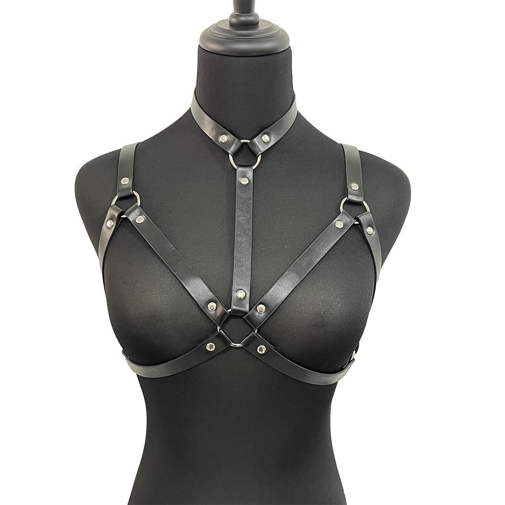 Leather Lingerie Chest Harness Women Thigh Garter Belt Bondage Harness Sexy Underwear Bdsm Erotic Fetish Rave Clothing Goth Belt