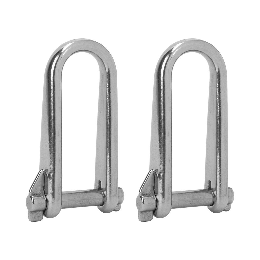 2pcs Long D Shackle Heavy Duty 8mm Marine Grade 316 Stainless Steel D Ring Shackles for Boats RVs Trailer