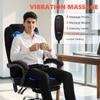 Office Chair with 6-point Vibration Massage and Heat, Fabric Desk Chair with Footrest, High Back, Black