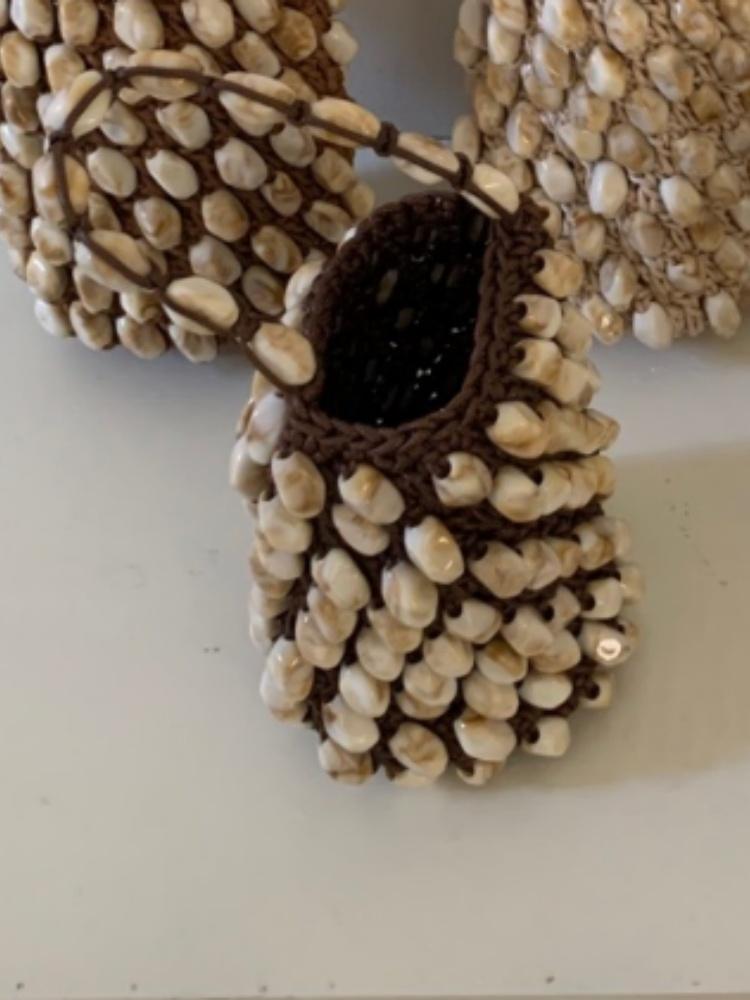 Summer 2026 Shell Decoration Woven Bucket Bag Women's Handmade Beaded Braided Bag Leisure Vacation Round Barrel Shape Handbag