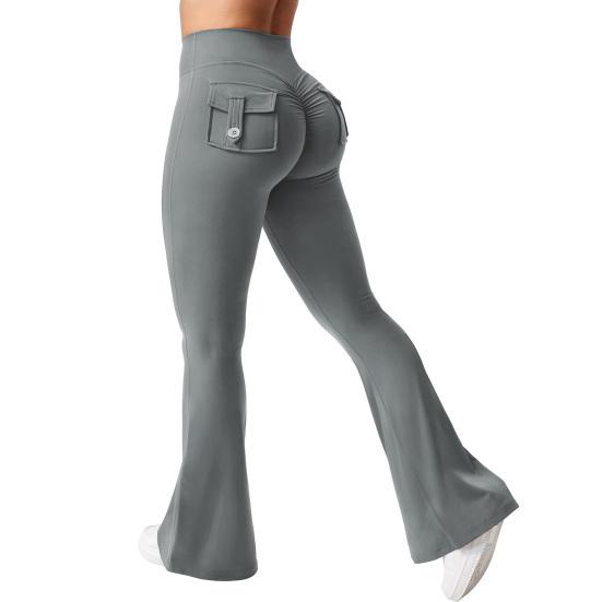 Dámské zvonové kalhoty Slim Fit Elastický pas Strečové jógové kalhoty Jednobarevné Úzké rozšířené kalhoty do tělocvičny, tanečního studia, pouliční nošení