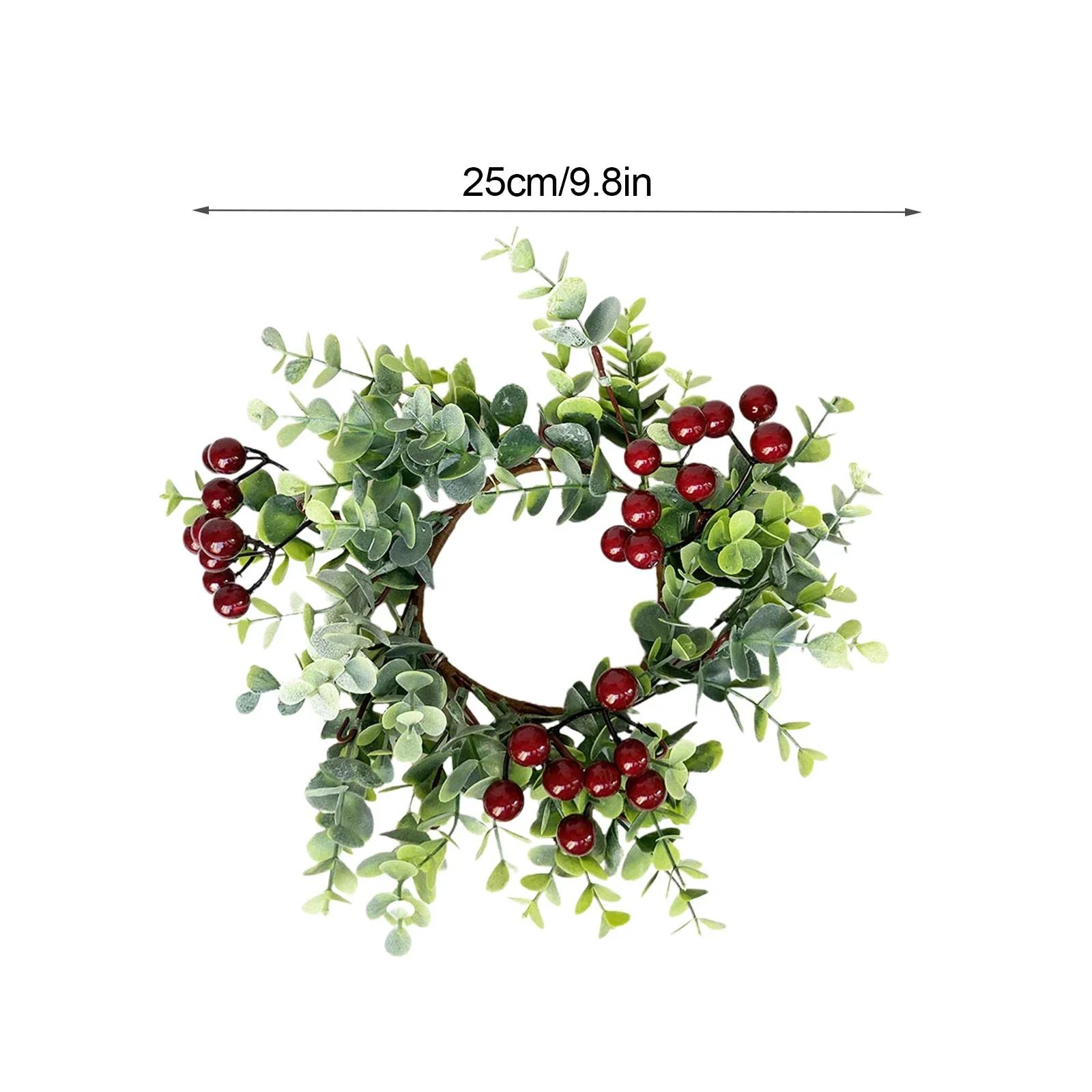 

Christmas Eucalyptus Candle Ring Wreath 25cm DIY Table Centerpieces Front Door Window Fireplace Hanging Ornaments Home Decor
