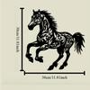 Metal Horse Wall Art, Tribal Tattoo Design, Black Sculpture, Cultural Decor for Coffee Shop Bar, Gift for Friend