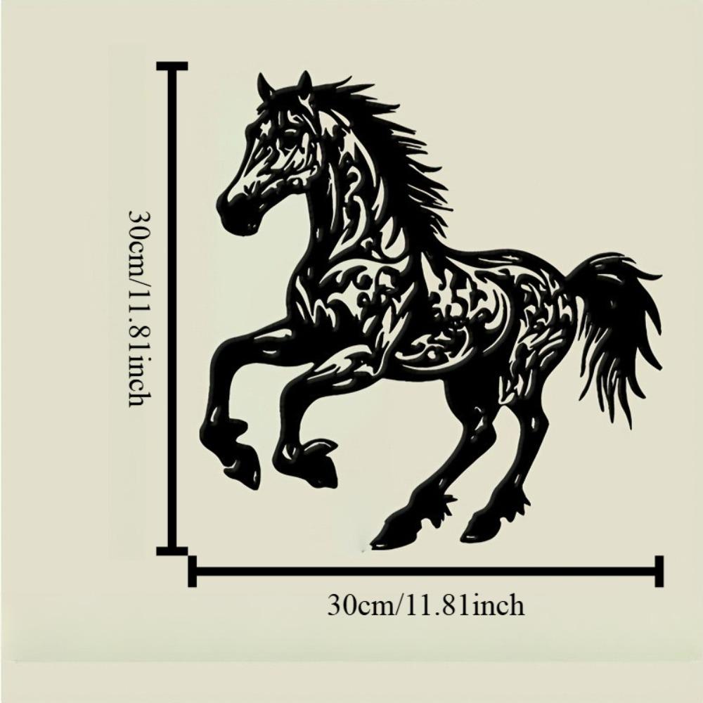 Metal Horse Wall Art, Tribal Tattoo Design, Black Sculpture, Cultural Decor for Coffee Shop Bar, Gift for Friend