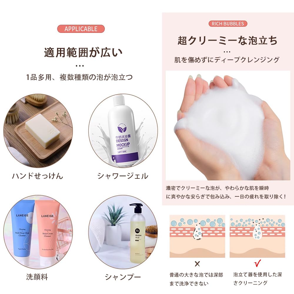 TUDOUZZZ Gesichtsreinigungs-Schaum Gesichtsfestes Gesichtsreinigung Fein Für Set von 150ml Schäumer, Druckknopf-Former, Reinigungsmittel, Seife, Seife, Schaum, Praktisch,