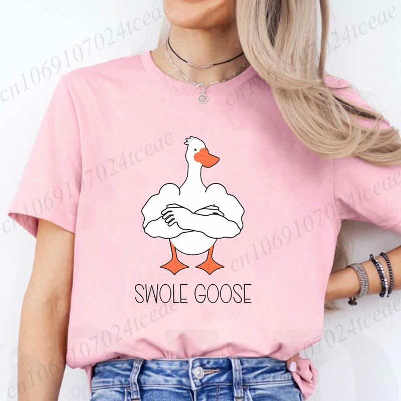 Swole Goose Gym Pump Cover Printed T-Shirts for Men,muscle Mommy Shirt,funny Goose T-shirt Shirt for Gym,Women's Tee Clothing