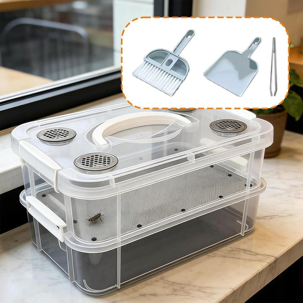 1pc Mealworm Breeding Box Transparent Corn Worm Feeding Farm Bins Mealworm Farm For Bearded Dragon Birds Chickens Frogs Lizards
