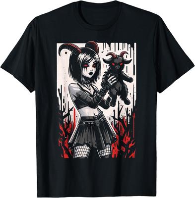 Black Goat Demon Alt Goth Girl Emo Red Occult Grunge Devil T-Shirt