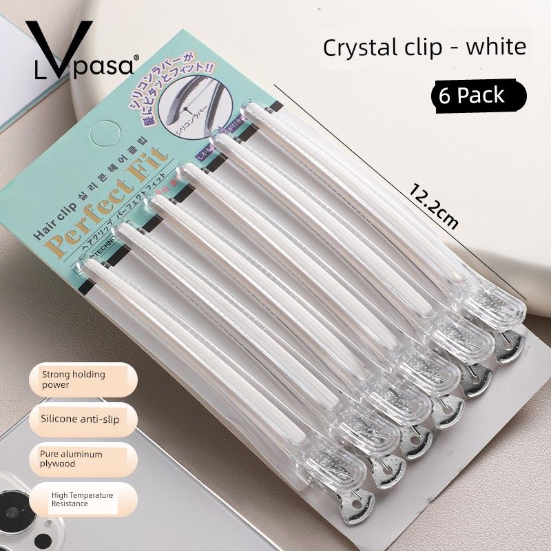 

Hair Salon Perm, Dye, Haircut, Seamless Clips, Hair Clips, Hairstylist-Specific Sectioning and Fixing Duckbill Clips for Styling [Pack of 6] - White