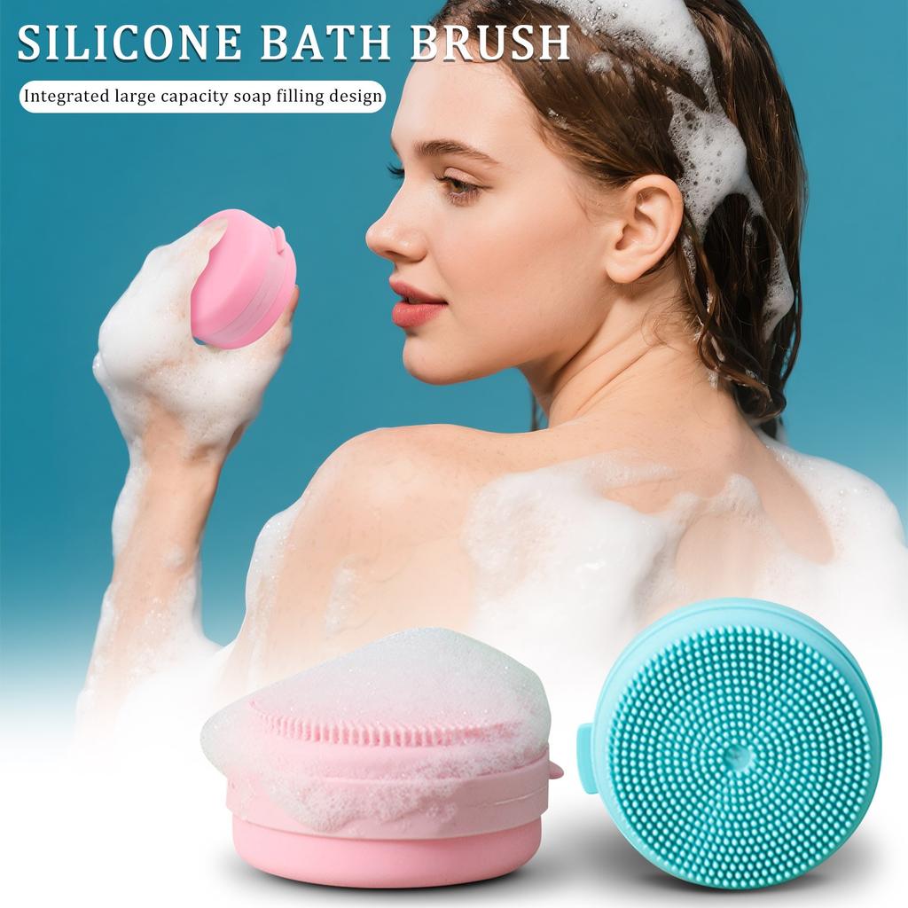 Silicone Body Brush, Exfoliating Bath Brush, Silicone Body Brush (can Carry Soap), Shower Massage Foam Bath Brush, Back Brush Shower (blue + Pink)