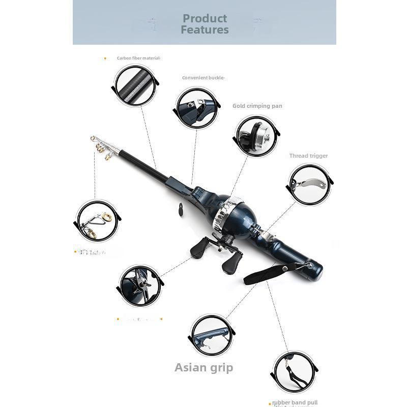 "Diaodele Folding Fishing Rod with Double Rocker, Line Casting, Upgraded Portable Sea Rod for Fish Lure Wheel Integration"