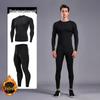 Men's Quick-Dry High Elastic Velvet Warm Sports Set - Long Sleeve Fitness & Training Gear for Basketball & Football.