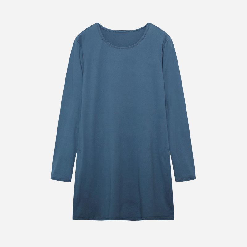 

2023 Осень Женская футболка Slim Fit с длинным рукавом и разрезом 2XL темно-синий