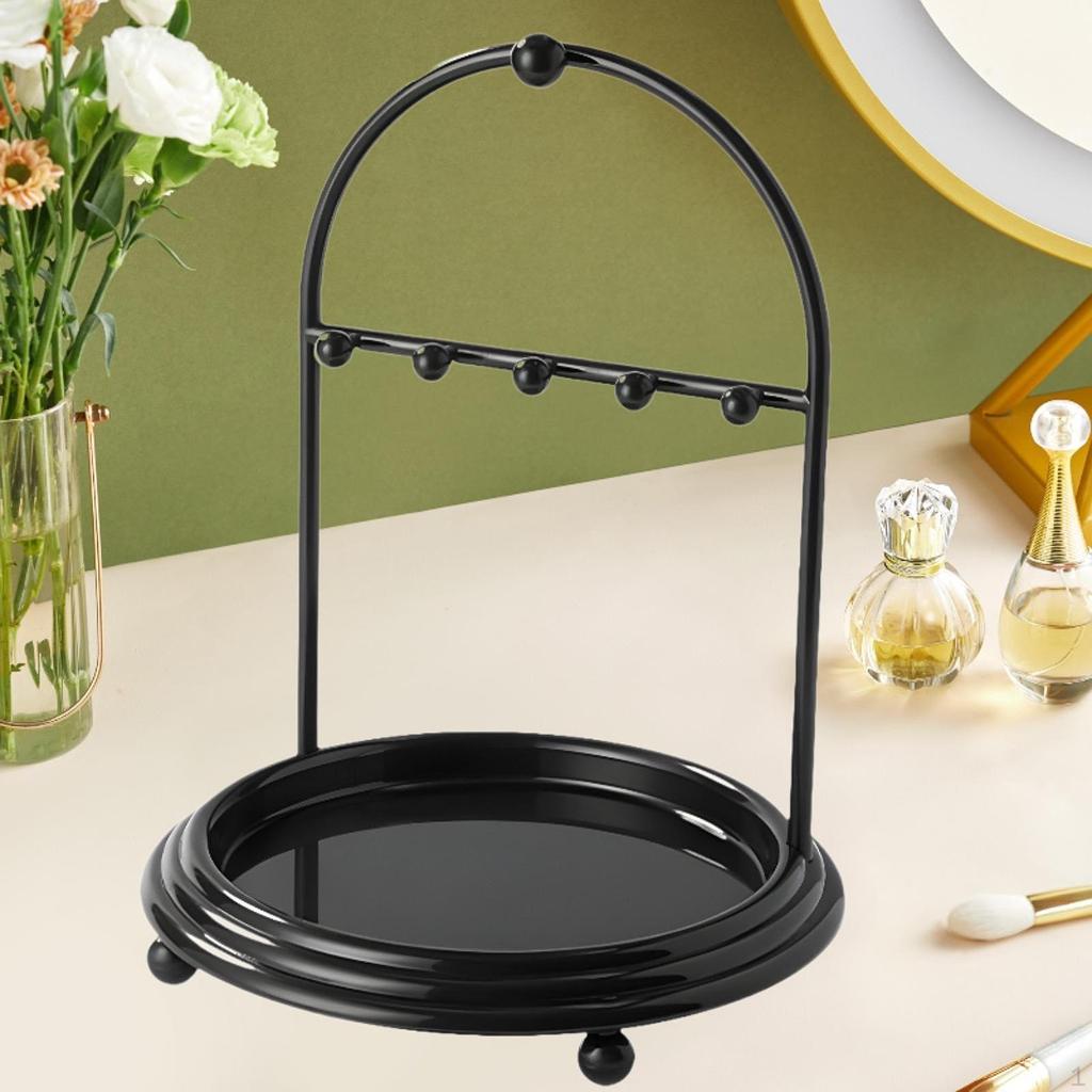 Jewelry Organizer Earring Necklace Display Holder Chic Showcase Countertop with Rings Tray