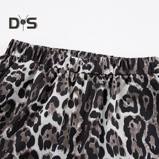 Dámské dlouhé kalhoty elastické kalhoty s vysokým pasem a širokými nohavicemi s kapsami Leopardí potisk Ležérní kalhoty ve stylu High Street