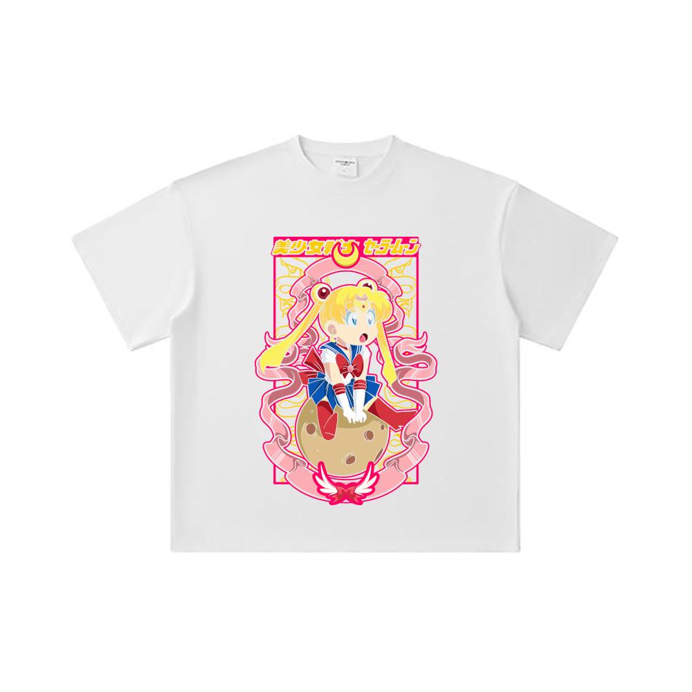 260 GSM Double Yarn 32 Count 100% Cotton Sailor Moon V10 Usagi Print Unisex Heavy Cotton T Shirt