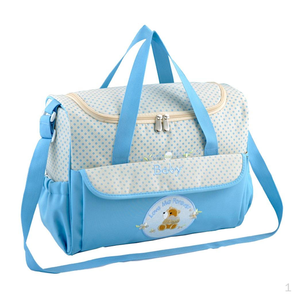 2pcs Waterproof Baby Changing Bags Mummy Shoulder Nappy Diaper Bag Set blu scuro