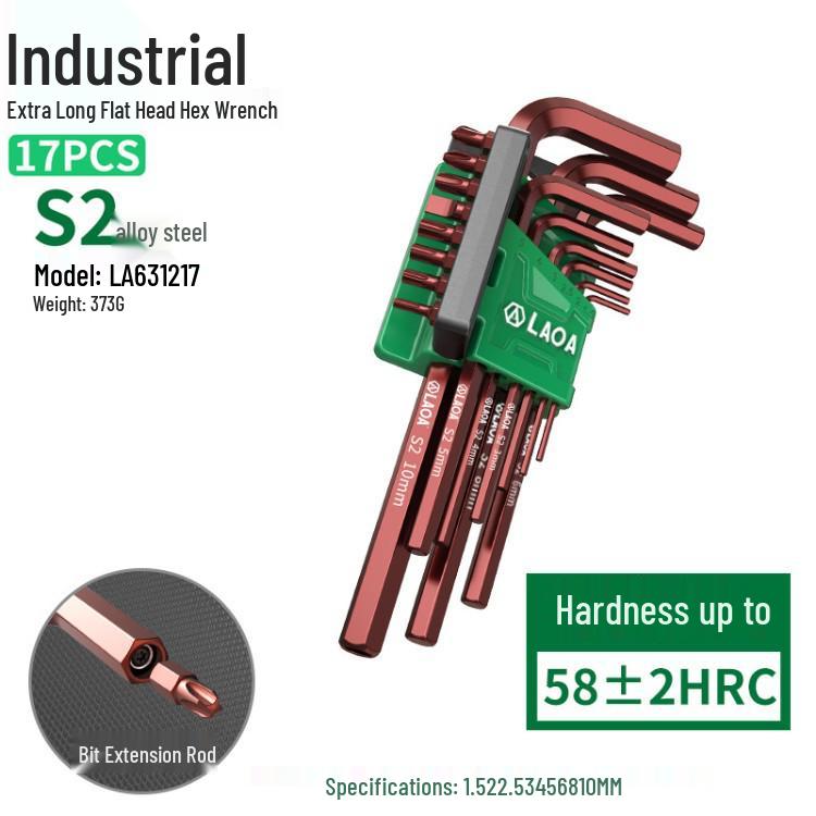 Old A 9-Piece Magnetic L-Shaped Hex Key Set with S2 Torx Inner Hex Screwdrivers