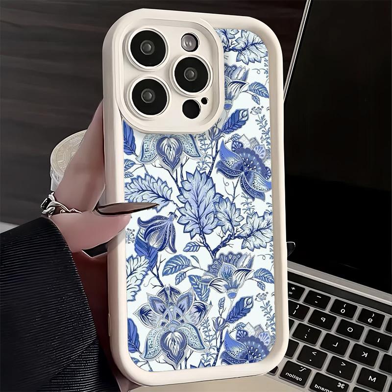 Phone Case for iPhone 17 Air 16E 15 16 Pro Max Blue And White Porcelain Pattern Cover 14 Plus 13 12 Mini Soft Shell Silicone Fun
