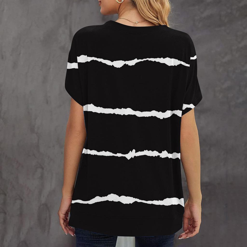 Women's Fashion Casual Loose Round Neck Printed Short Sleeve T-Shirt Top