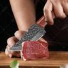 WXCOO Damascus Knife Kitchen Stainless Steel Multifuntional Meat Cleaver Boning Butcher Knife Bottle Opener Wooden Handle