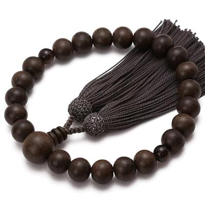 Men's Kyoto Buddhist Prayer Beads, 22 Siamese Persimmon Beads with Brown Quartz and Silk Tassel, Suitable for All Sects, Ideal for Informal Funerals,