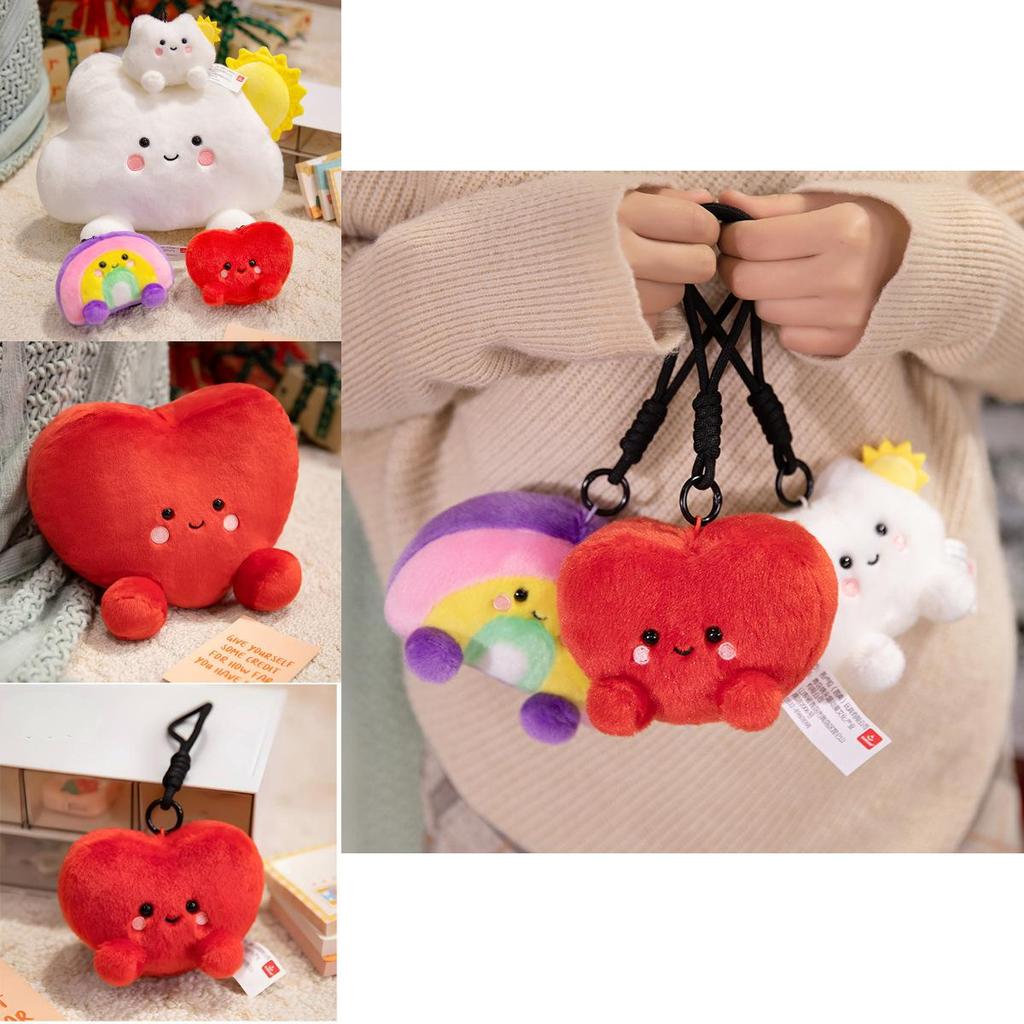 Adorable Cartoon Rainbow Plush Pillow Soft Cloud Heart Shaped Stuffed Toy For Home Decor