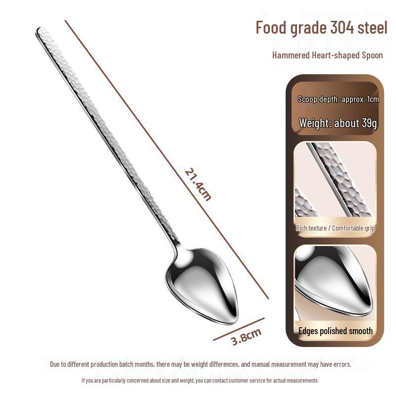 Heart-Shaped Stainless Steel Dessert & Soup Spoon for Ice Cream, Yogurt, Coffee Stirring